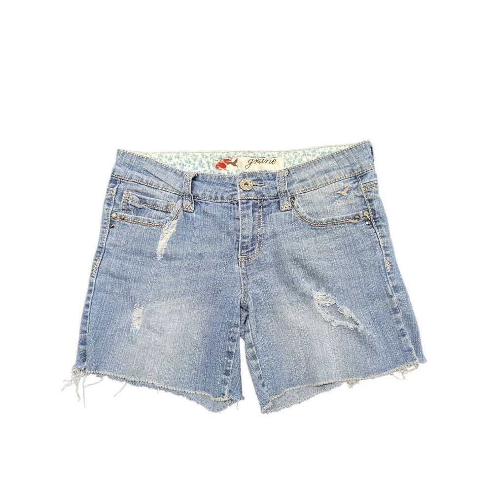 Grane Denim Shorts Stretch Lo Lite Wash Women Junior Size 7